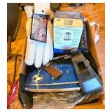 Box Lot With Oil Filter Tape Dispenser and Tools