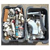 Two Tubs of Mixed Plumbing and PVC Parts