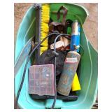 Tools and Supplies in Plastic Bin