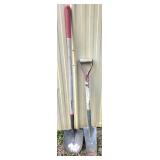 Two Work Shovels with Wooden Handles