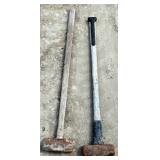 Two Heavy-Duty Sledgehammers with Wooden and Metal