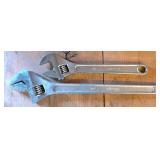 Two Craftsman Adjustable Wrenches, 12-Inch and 15-