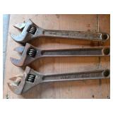 Three Adjustable Wrenches, Various Brands