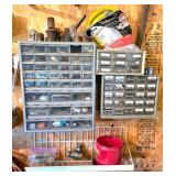 Metal Hardware Storage Cabinets with Contents