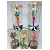 5 Hand-Painted Wine Glasses in Original Packaging