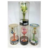 Four Painted Lolita Wine Glasses in Original Packa