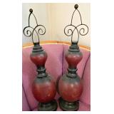 Decorative Metal and Red Painted Finials