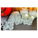 Large Clear Pressed Glass Dinnerware and Mug Set