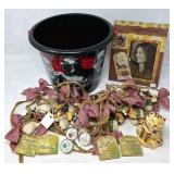 Decorative Lot With Planter, Garland, Cookbook, an
