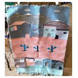 Handwoven Textile With Desert Scene and Cactus Mot
