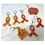 7 Resin Keychains with Pink Ribbon Design