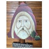 Hand-Painted Santa Welcome Sign With Holly Detail