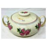 Ceramic Lidded Sugar Bowl with Floral Decorations