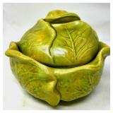 1976 Signed Ceramic Cabbage-Shaped Lidded Dish