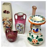 Five Decorative Ceramic and Glass Vases