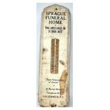 Sprague Funeral Home Metal Advertising Thermometer