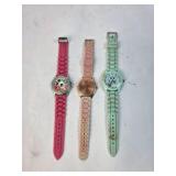 Three Women's Quartz Wristwatches with Silicone Ba