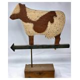 Wooden Cow Weather Vane with Arrow Base