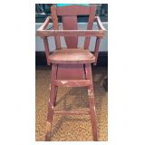 Wooden Doll High Chair with Red Finish