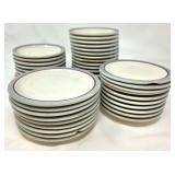 Syracuse China Plates with Blue and Red Trim
