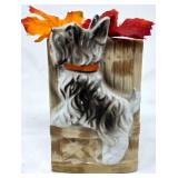 Ceramic Vase Featuring Dog Relief, Marked Japan