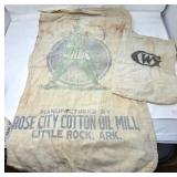 Two Cotton Sacks from Rose City Cotton Oil Mill