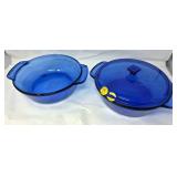 Corningware Pyrex Blue Glass Casserole Dish Set