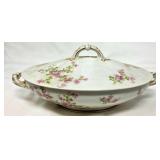 Haviland Limoges Covered Dish with Pink Floral Mot
