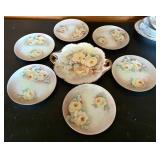 Hand-Painted Porcelain Dessert Plate Set with Flor