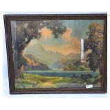 Framed Landscape Painting by F. Ahrmann