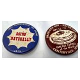 Two Iowa Themed Pinback Buttons, 1976 and 1977