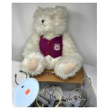 White Plush Bear with Route 66 Vest and Miscellane