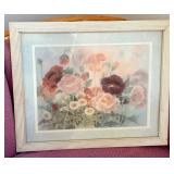 Framed Watercolor Painting of Flowers Signed by Ar