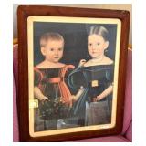 Framed Portrait of Two Children in Historical Dres