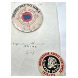Two Commemorative Pinback Buttons