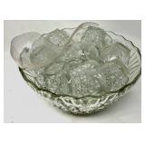 Pressed Glass Punch Bowl Set with Glass Ladle