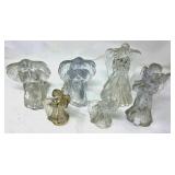 Six Clear Glass Angel Figures