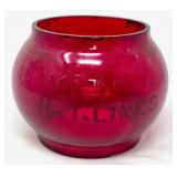 Red Glass Globe Marked 'RI Lines'