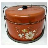 Orange Floral Enamelware Tiffin With Metal Carrier
