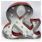 Metal and Red LED Ampersand Marquee Light Decor