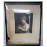 Framed Print of Girl Holding a Cat by Auguste Bonh