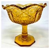 Amber Glass Compote with Pedestal Base