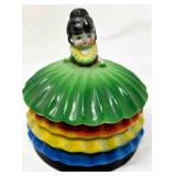Hand-Painted Ceramic Figurine Jar with Multicolor