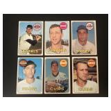 1969 Topps Baseball Cards Lot of 6
