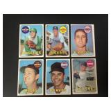 1969 Topps Baseball Cards Lot of 6