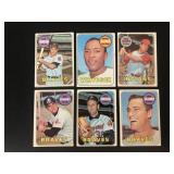 1969 Topps Baseball Cards Lot of 6