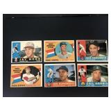 1960 Topps Baseball Card Lot of 6
