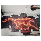 Flaming Horse Wall Art Canvas Abstract