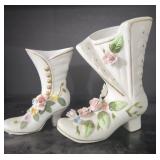 Shoe Vases (Some flowers on left pic are chipped)