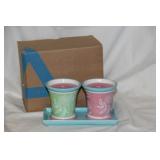 Avon Flower Pot Candles With Tray